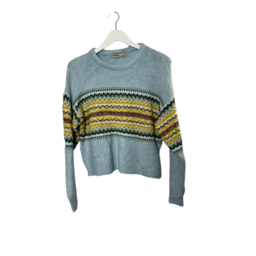 Pull & Bear Blue Long Sleeve Knit Cropped Sweater EU Small US 4